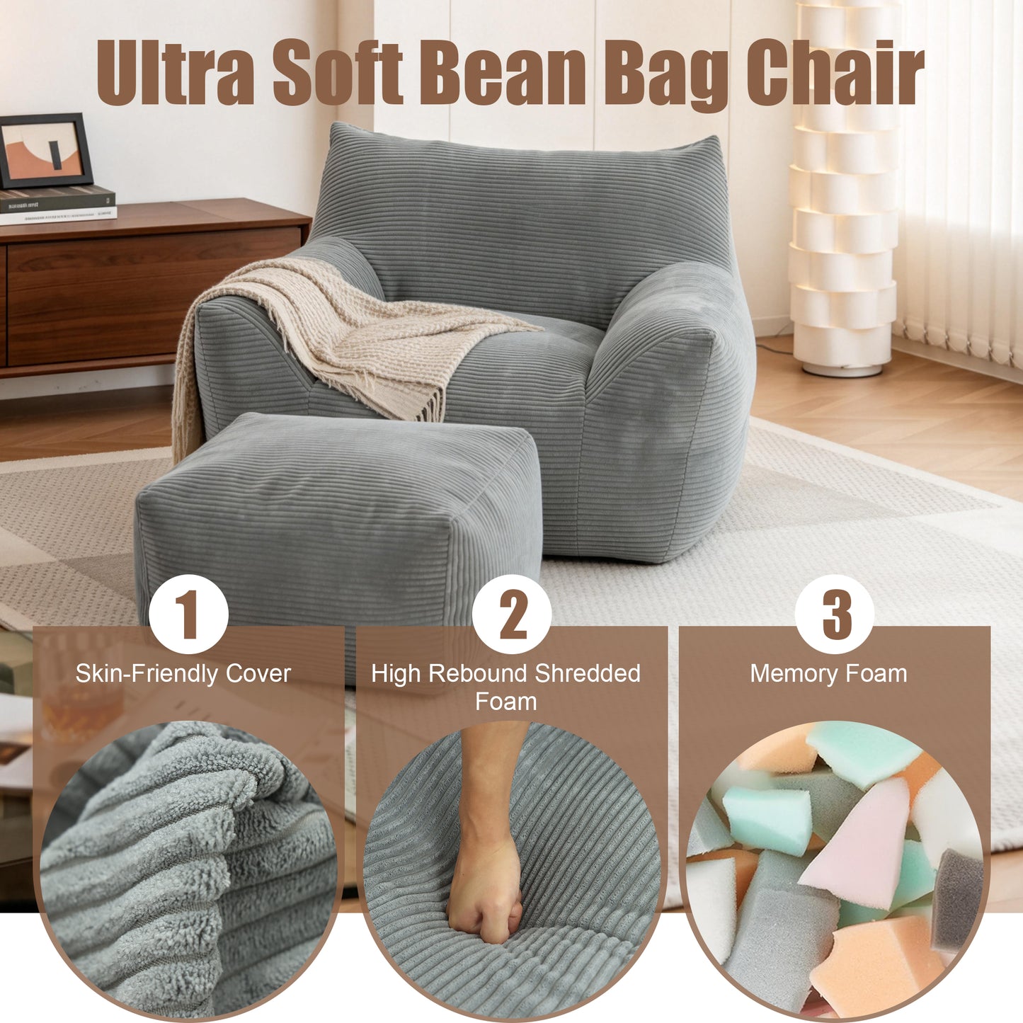 KANAP WRAP™ – Fauteuil Cocon 1 Place avec Repose-Pieds