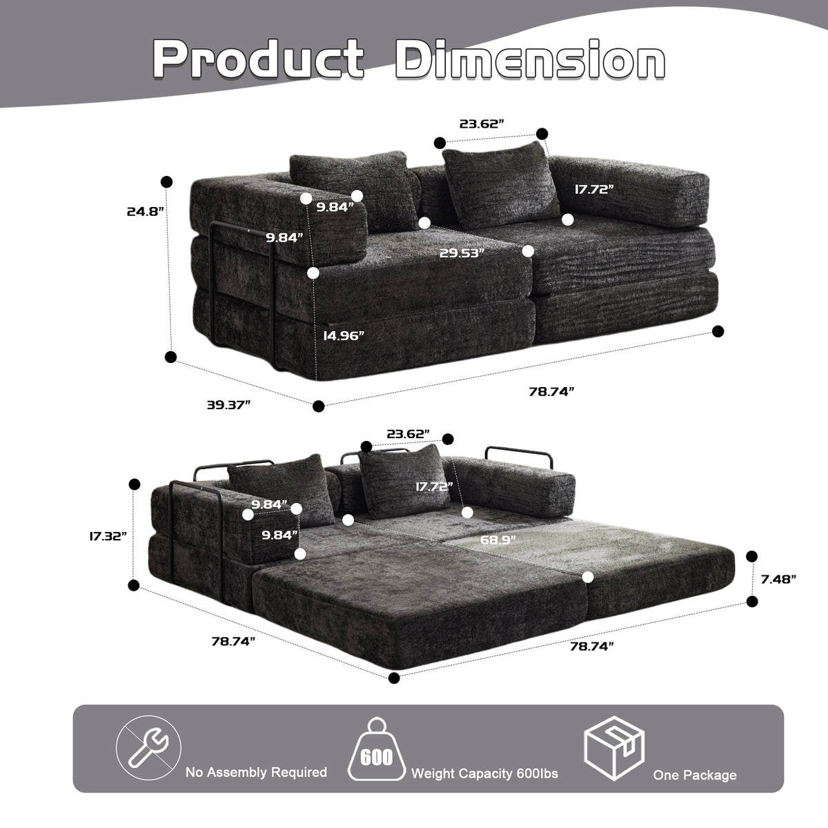 KANAP DUO™ – Grand Canapé Modulable Compressé