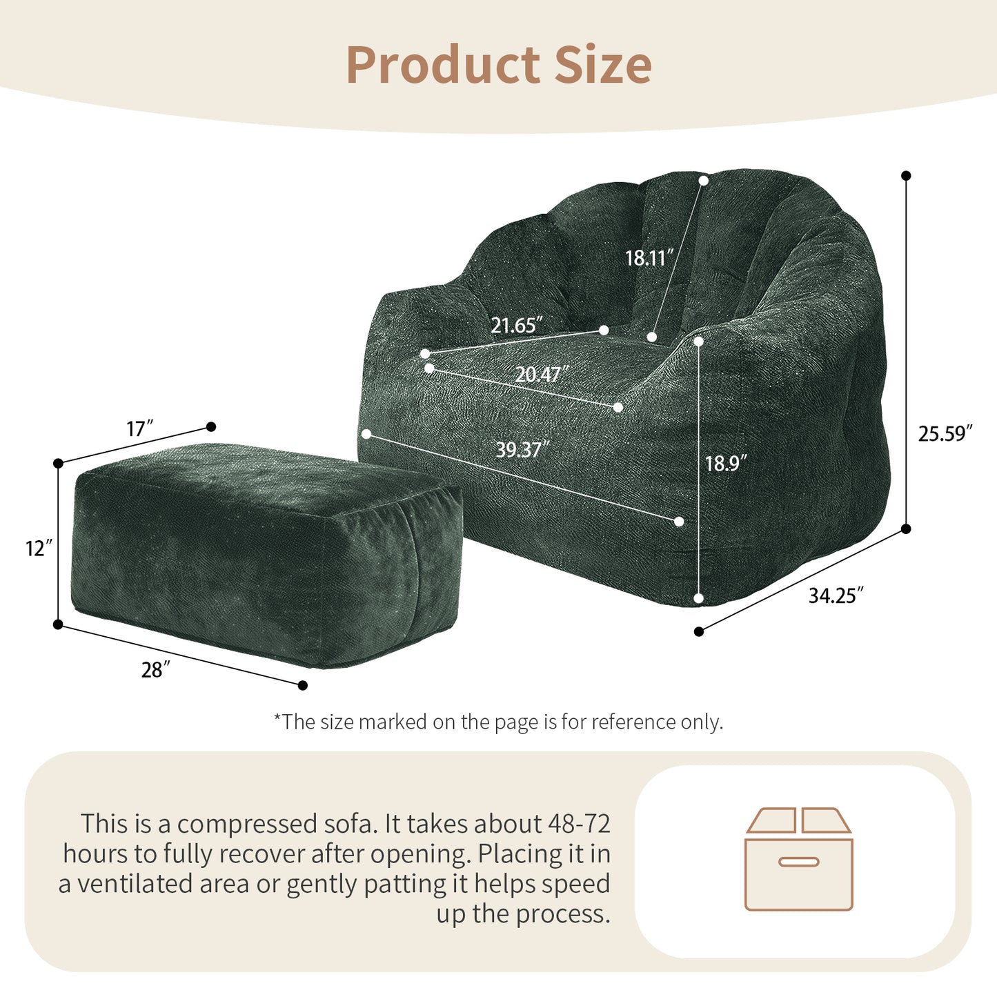 Bean Bag Chair, Armrest Bean Bag Sofa Chair Filled With High-density Foam, Comfortable Lazy Sofa Chair, Bean Bag Chair For The Living Room, Bedroom Reading.