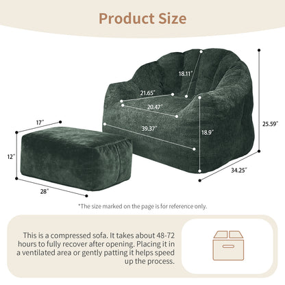 Bean Bag Chair, Armrest Bean Bag Sofa Chair Filled With High-density Foam, Comfortable Lazy Sofa Chair, Bean Bag Chair For The Living Room, Bedroom Reading.